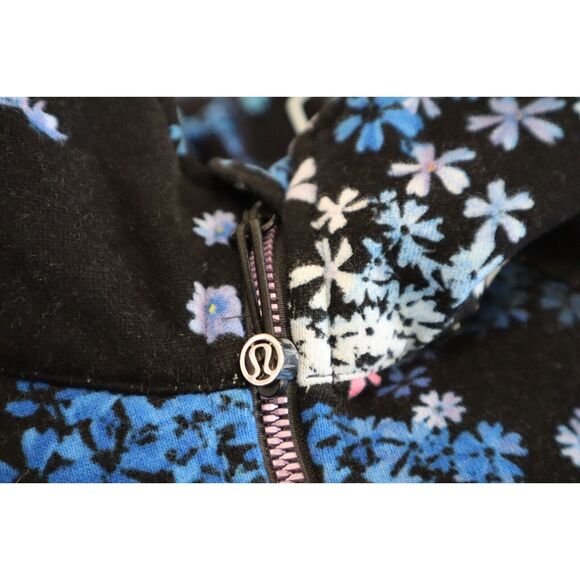 Lululemon W4C68S Women's Sz 8 Black Floral Scuba L/S Full Zip Hoodie RARE - Picture 9 of 14